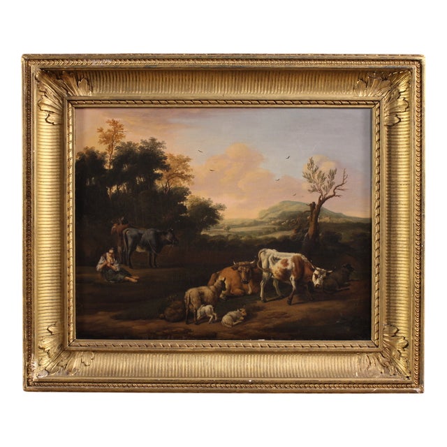 Flemish Artist, Bucolic Landscape, 1760, Oil on Canvas, Framed For Sale