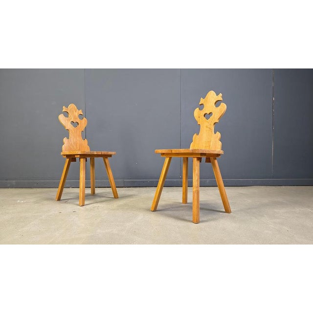 Rustic Vintage Rustic Tiroler Chairs, 1960s, Set of 4 For Sale - Image 3 of 15