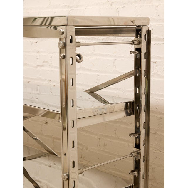 Late 20th Century Chrome & Mirrored Glass Étagère Console With X-Brace Detail For Sale - Image 10 of 12