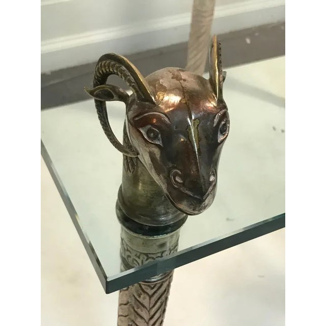 Mid-Century Modern Ram's Head Side Tables in the Manner of Maison Jansen - a Pair For Sale - Image 3 of 8
