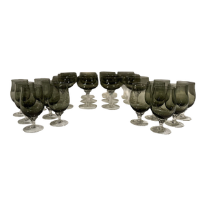1960s Mid-Century Modern Sasaski Smoked Crystal Stemware Set of 24