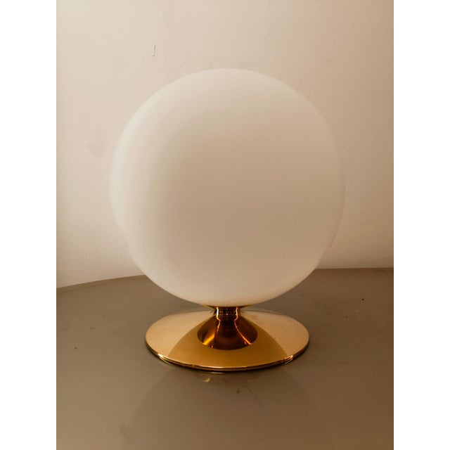 Metal White Sphere Lamp with Brass Base For Sale - Image 7 of 13