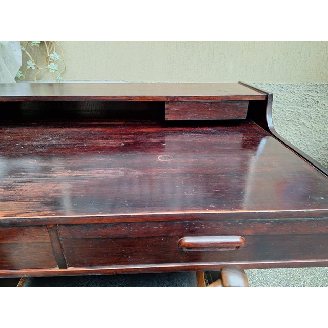 Mid-Century Modern Vintage Desk in Dark Wood, 1960s For Sale - Image 3 of 6