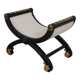 Henredon Black & Gold Regency Bench For Sale
