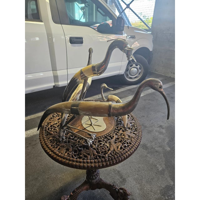 1970s 1970s Horn and Silverplate Egret Birds- Set of 4 For Sale - Image 5 of 10