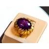 10 Carat Checker Board Amethyst Cocktail Ring in 14 Karat Yellow Gold For Sale - Image 16 of 18