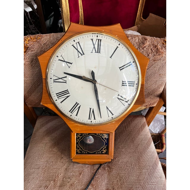 Vintage United Clock Corp Octagon Electric Wall Clock For Sale - Image 11 of 12