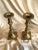 Handsome pair of traditional -- and heavy -- brass candlesticks. Will finish off any mantlepiece or dining room table...!...