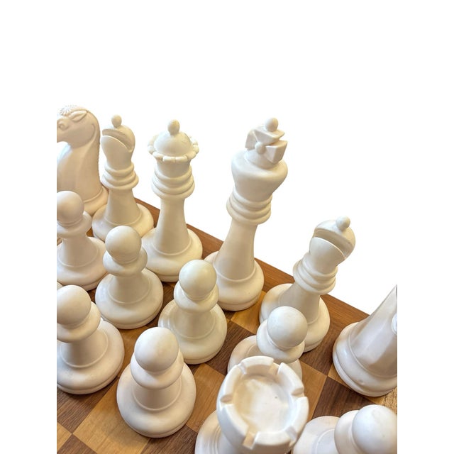 Large Staunton Style Wooden Chess Set With Matching Wood Inlaid Board For Sale In Greensboro - Image 6 of 9