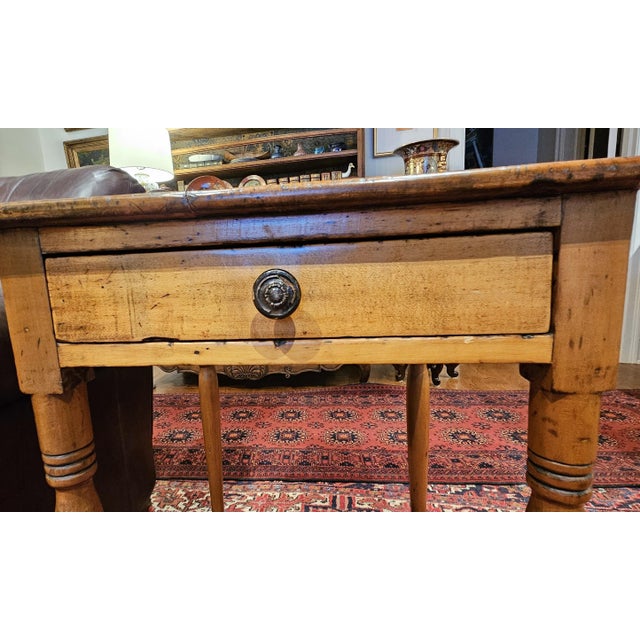 Federal Style, Late 1800's Pine Single Drawer, Side or Worktable For Sale - Image 9 of 12