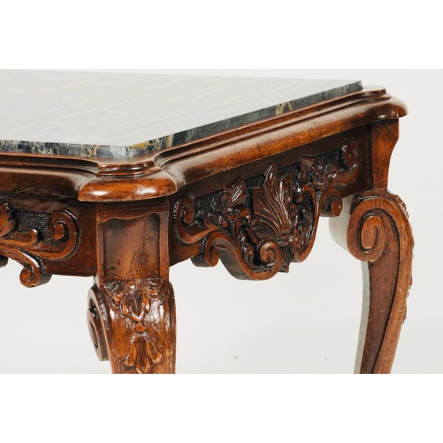 Early 20th Century Early 20th Century Carved Wood Console Table With Black & Gold Marble Top – Rococo Revival Style For Sale - Image 5 of 6