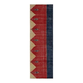 Vintage Turkish Runner Rug in Red, Blue and Gold Patterns by Rug & Kilim For Sale