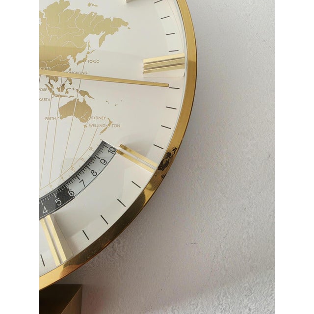 Mid-Century Modern World Time Mantel Clock by Heinrich Möller for Kienzle, Germany, 1950s For Sale - Image 3 of 17