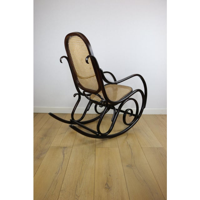 Wood Brown Rocking Chair on Runners, 1970s For Sale - Image 7 of 12