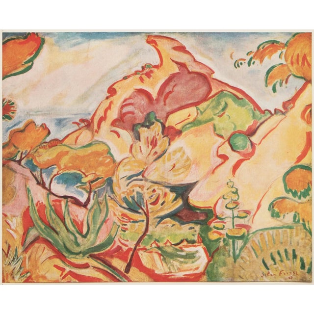 A stunning period offset lithograph, print, after painting "La Ciotat" (1907) by Othon Friesz. Signed in the print...