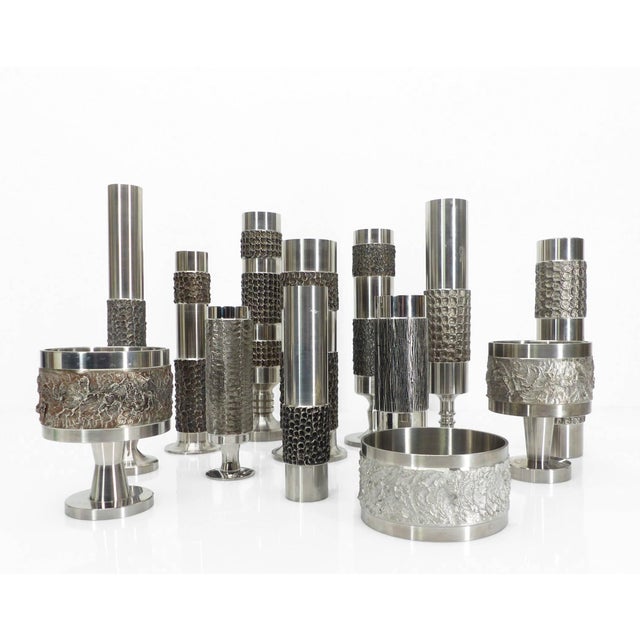Space Age Brutalist Steel Vases from BMF, Germany, 1970, Set of 13 For Sale - Image 10 of 10