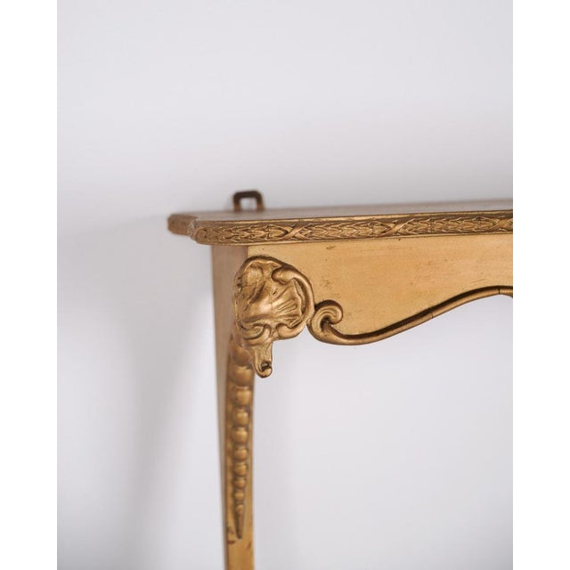 Rococo Style Wall-Mounted Console Table in Gilded Wood with Carvings, 1920s For Sale - Image 3 of 7
