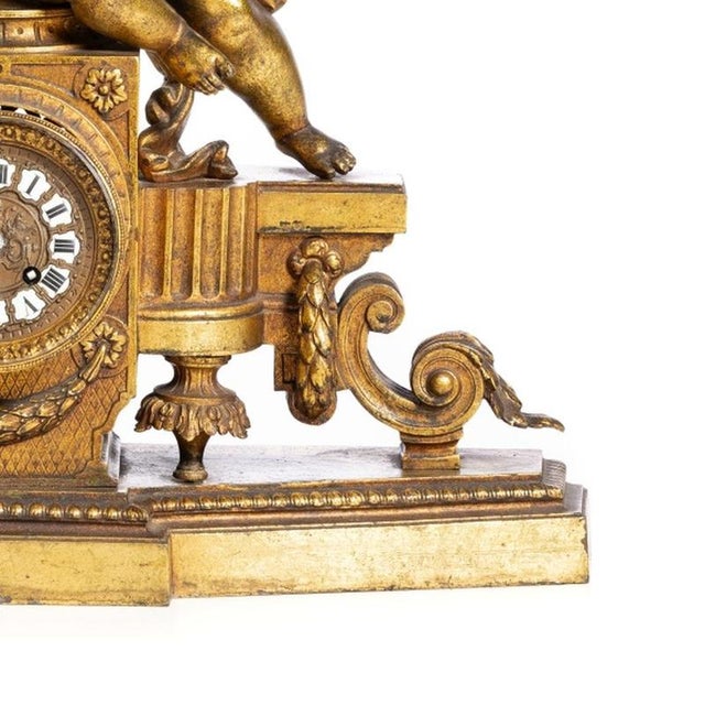 French Table Clock in Gllded Bronze, 19th Century For Sale - Image 5 of 6