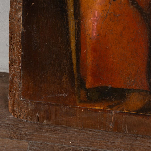 18th Century Original Painted Icon on Wood of Saint Paul Holding a Sword For Sale - Image 10 of 12