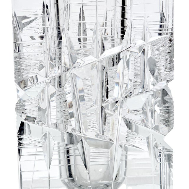 Fumio Sasa for Hoya Crystal “Ice Fall” Faceted Vase With Original Box, Museum Collection For Sale - Image 10 of 12