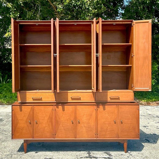 Vintage Mid Century Modern Ramseur Seagrass China Cabinet For Sale In West Palm - Image 6 of 8