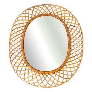 Mid-Century Modern Bamboo Sunburst Mirror from Franco Albini, Italy, 1960s For Sale