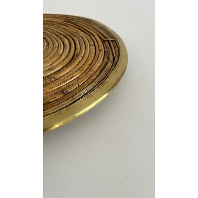 Rattan and Brass Table Service Set, Italy, 1970, Set of 4 For Sale - Image 9 of 15