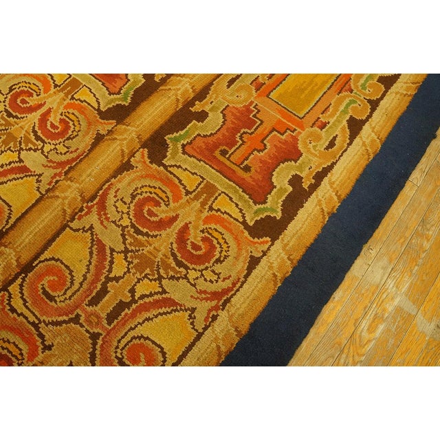 Antique English Axminster Rug European Design in Gold Background Color For Sale In New York - Image 6 of 12