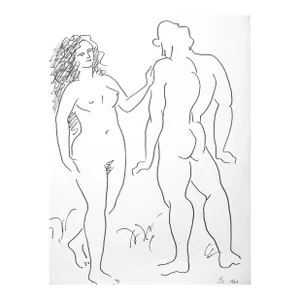 1964 James Bone Adam and Eve Drawing