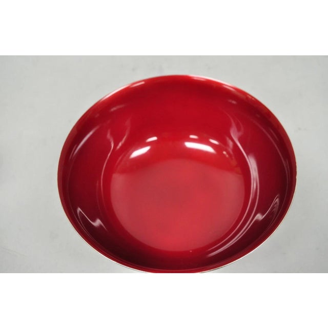Reed & Barton Vintage Mid Century Modern Reed & Barton 104 Silver Plated Red Enamel Bowl For Sale - Image 4 of 10