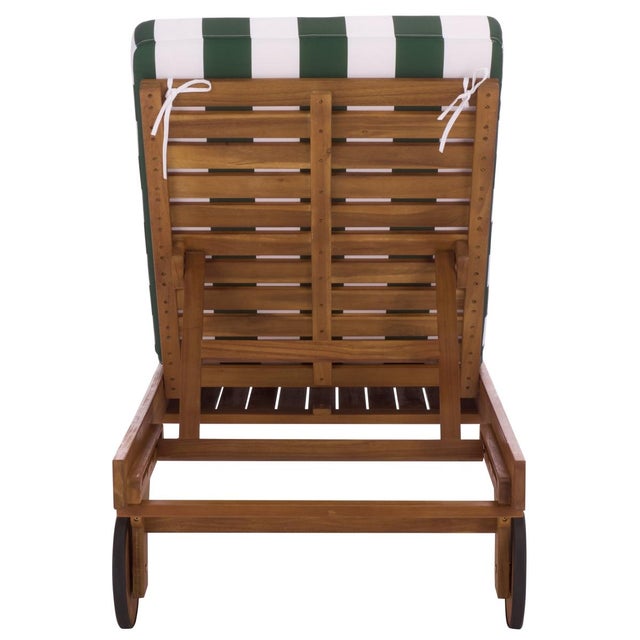 Mid-Century Modern Newport Chaise Lounge, Green Stripe For Sale - Image 3 of 13