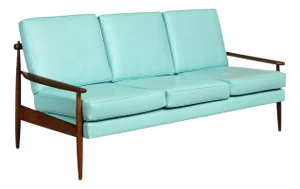 Mid Century Modern Oak Three-Seat Sofa
