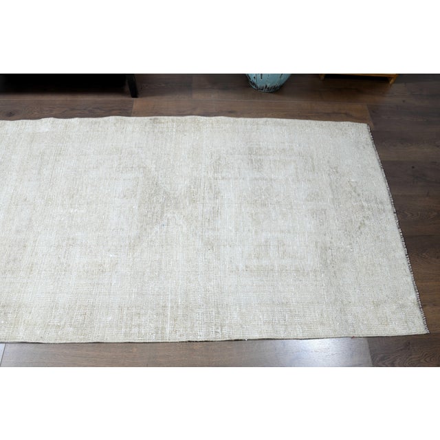 1970s Vintage Turkish Handmade Wool Cotton Beige Runner Rug For Sale - Image 11 of 11