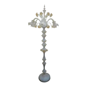 Vintage Italian Opaline Murano Glass Floor Lamp, C. 1970's