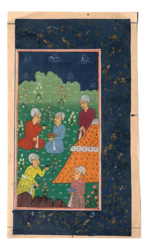 Ancient Middle Eastern Miniature, Original China Ink and Watercolour, 19th Century