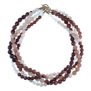 Ajd 18 Inch Four Strand Necklace of Multi Color Faceted Moonstone For Sale
