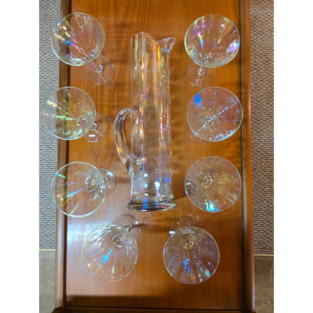 West Virginia Glass Specialty Co. Mid-Century Modern West Virginia Glass Co. Martini Set- 9 Pieces For Sale - Image 4 of 8