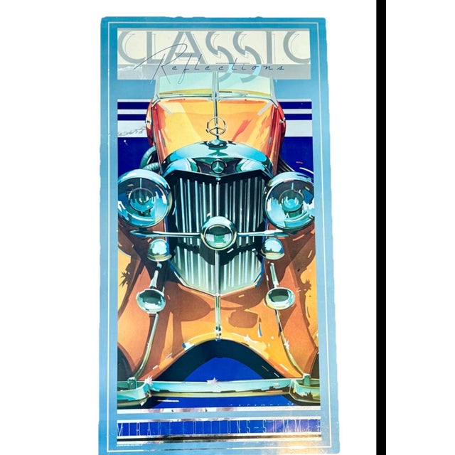 Art Deco Vintage Classic Reflections, Mercedes Benz Lithograph on Mirrored Mylar For Sale - Image 3 of 12