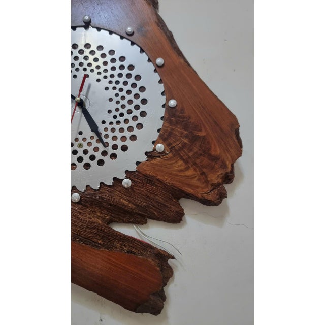 Tan Lightning – One-of-a-Kind Handcrafted Natural Wood Wall Clock Sculpture For Sale - Image 8 of 15
