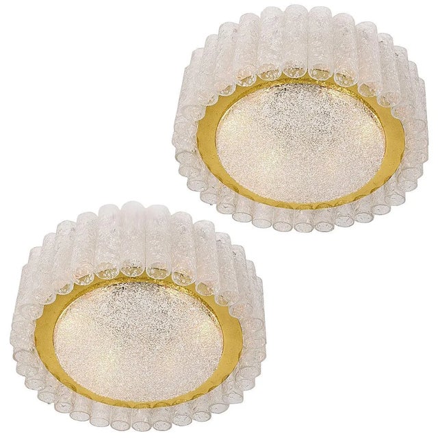 Glass and Brass Flush Mounts by Doria Leuchten, 1960s, Set of 2 For Sale - Image 11 of 11