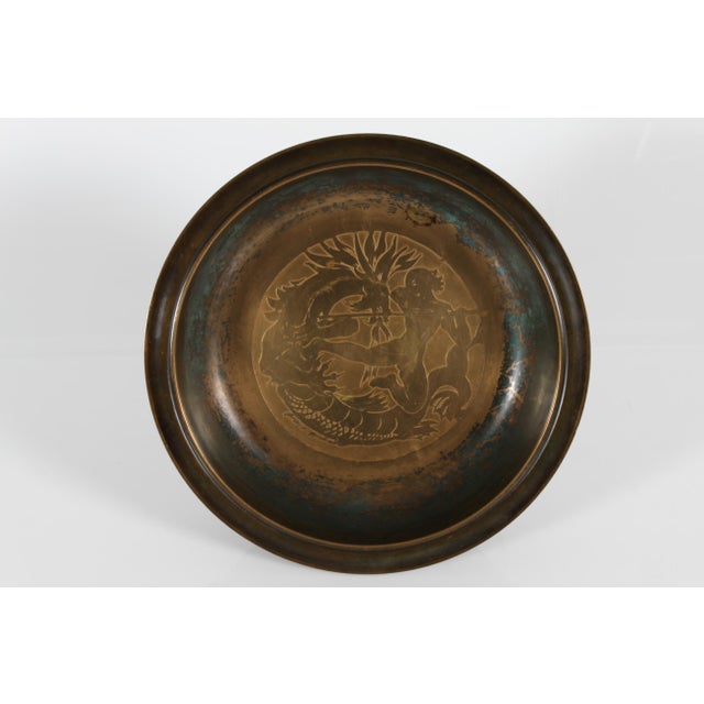 Large Danish Art Deco Bowl of Bronze with Incised Decor by Just Andersen, 1930s For Sale - Image 4 of 12