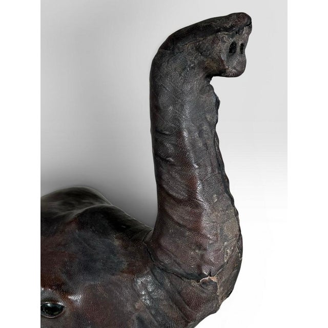 Vintage Mid-Century Leather-Wrapped Elephant Floor Sculpture For Sale - Image 9 of 15