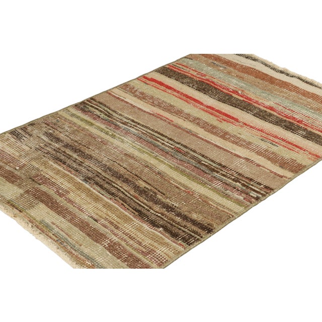 Rug & Kilim Vintage Zeki Müren Rug With Polychromatic Geometric Stripes, From Rug & Kilim For Sale - Image 4 of 7