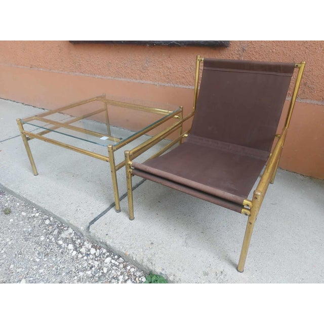 1960s Vintage Italian Brass Dining Chairs and Table 1970s, Set of 3 For Sale - Image 5 of 5