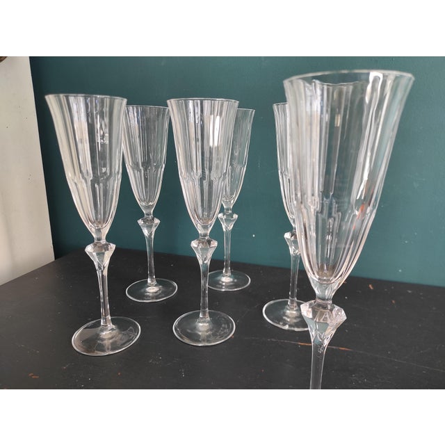 Champagne Glasses Mod. Diamantis from Cristal D'Arques, 1990s, Set of 6 For Sale - Image 9 of 9