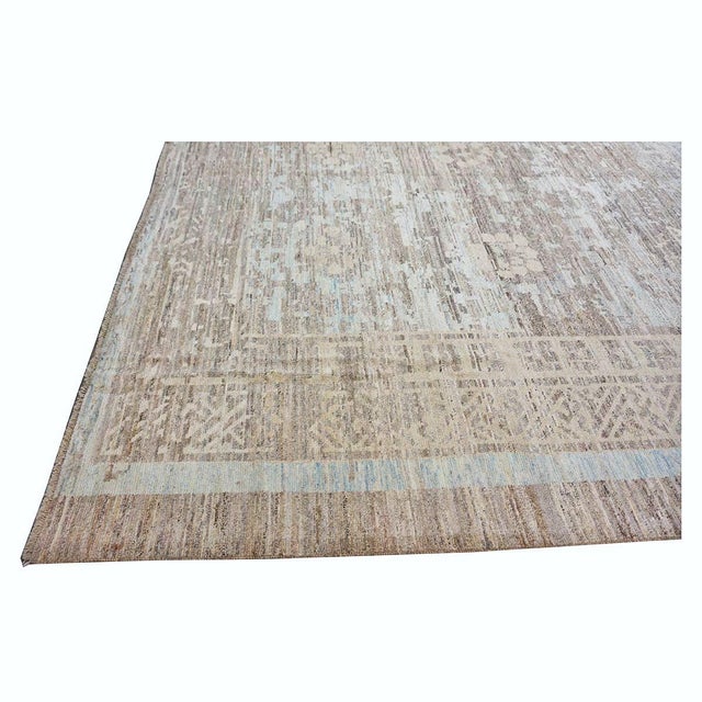 21st Century Turkish Oushak Wool 12x14 Charcoal & Light Blue Handmade Area Rug #1144086 For Sale In Houston - Image 6 of 11