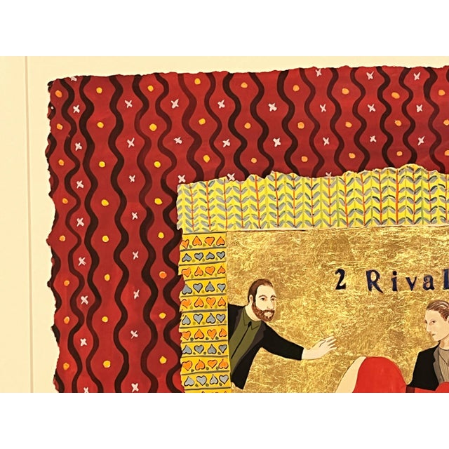Original Francis Hamilton Gold Leaf Collage Art '2 Rivals' 1980 For Sale In West Palm - Image 6 of 13
