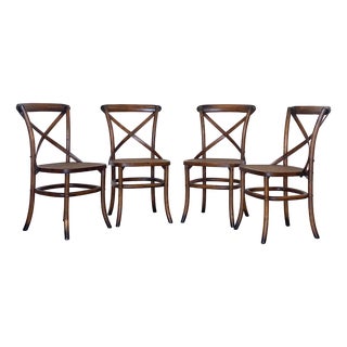 Chairs in Beech Wood and Vienna Straw, 1960s, Set of 4 For Sale