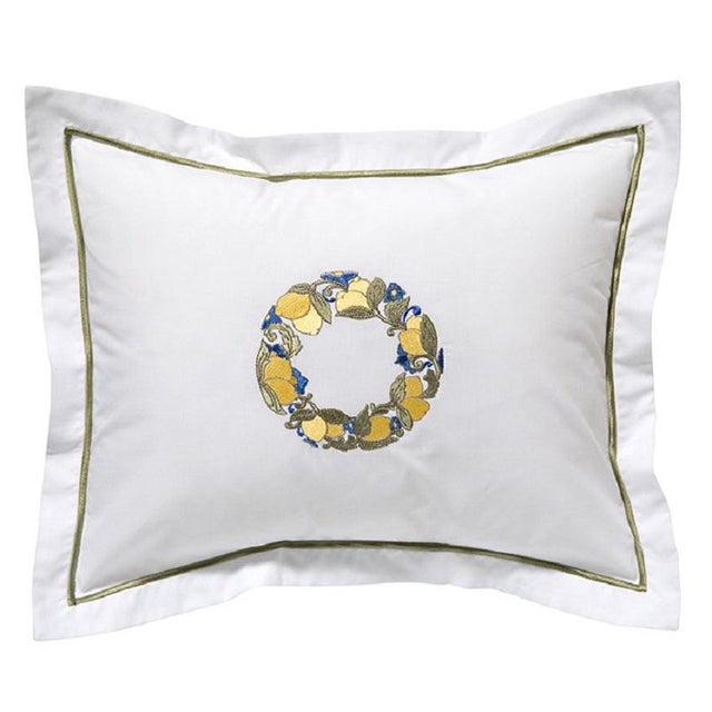 Lemon Wreath Boudoir Pillow Cover, Embroidered Chairish