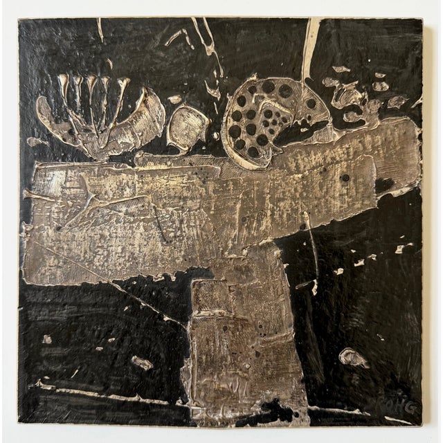 1970s Borje Skohg Gustavsberg Silvered Polychrome Stoneware Abstract Modenist Wall Reliefs -- Offered as a Pair For Sale - Image 15 of 16